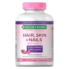 Nature's Bounty HAIR SKIN and NAILS 250 Softgels Multivitamin 5000 mcg Biotin