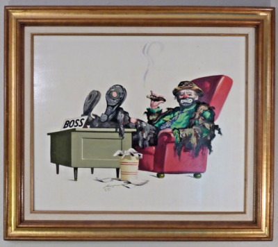 Donald ''RUSTY'' Rust Signed Original Oil Emmett Kelly ''The Boss''  1985 26/250