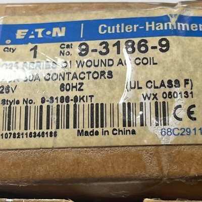 Eaton 9-3186-9, C25 Series d1 Wound AC COIL FOR 50A Contactors, 28V, New