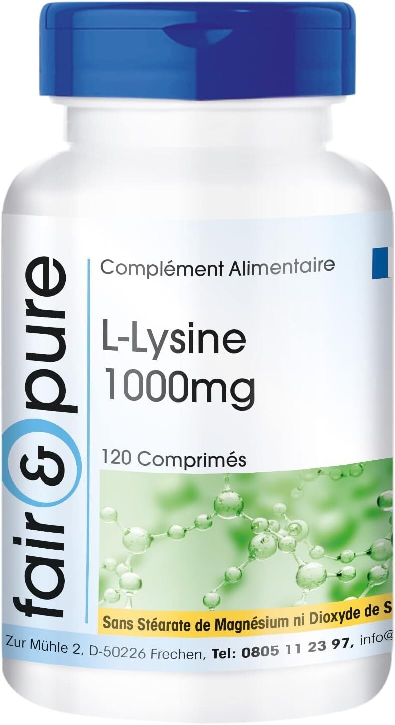 L-Lysine 1000mg vegan - Fatigue et immunité stimulées avec 120 comprimés hautement dosés