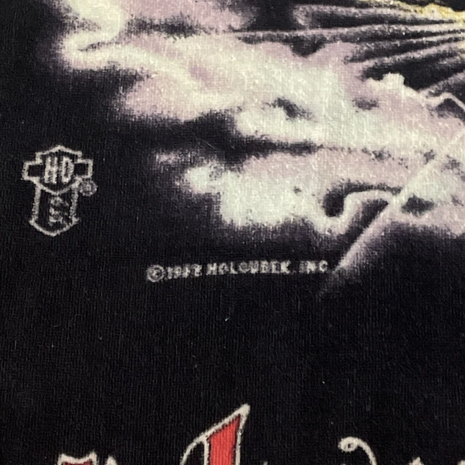 Vintage 1980s Harley Davidson Kick Some Thunder Beach Towel Motorcycle - Image 4 of 4