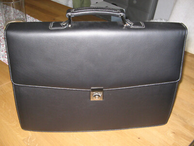 HOCHWERTIGE LEDER- BUSINESS- AKTEN- TASCHE- SCHWARZ- EURO STYLE- UNBENUTZT