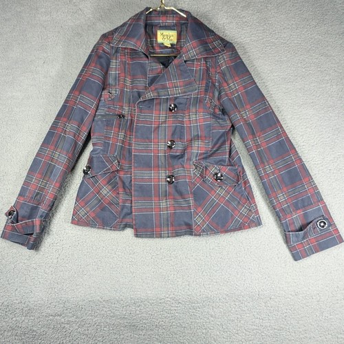 Chaqueta Maralyn and Me para mujer talla grande roja azul a cuadros chaqueta vintage