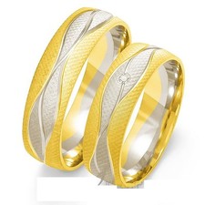 Eheringe Trauringe 585 er Gold Bicolor Massiv Gelb/Wei&szlig;gold 6mm breit