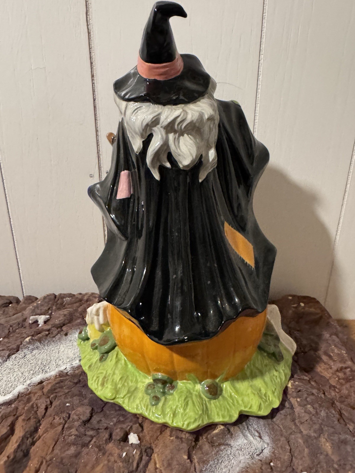 Vintage Halloween Witch Sitting on Pumpkin Light Lamp Ceramic Byron Molds 1980s
