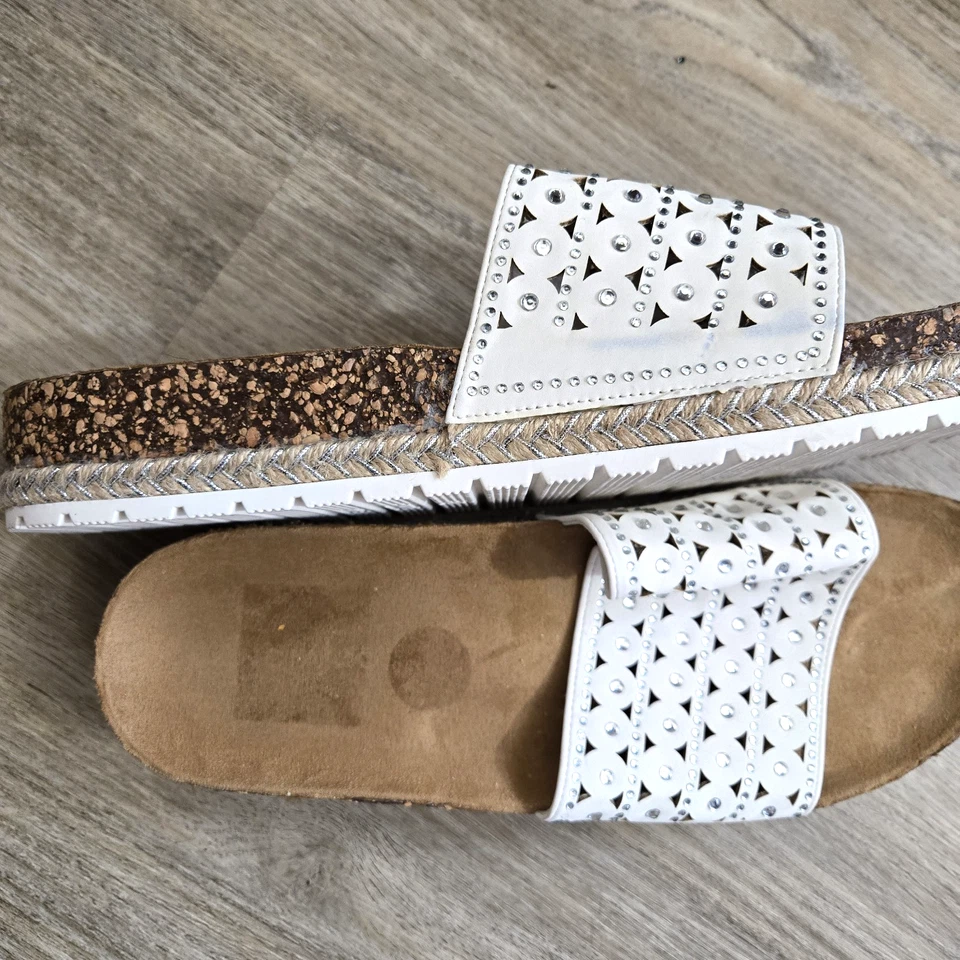 Женские белые сандалии/горки Andiamo со стразами размер 11 М подошва 1/5 дюйма - Изображение 4 из 4