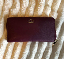 kate spade new york Burgundy Zip-Around Wallet, Zipper/Logo, Credit Card