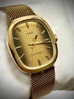Vintage Timex Electric Men’s Watch  Tiger Eye - Gold Tone Tank Running!