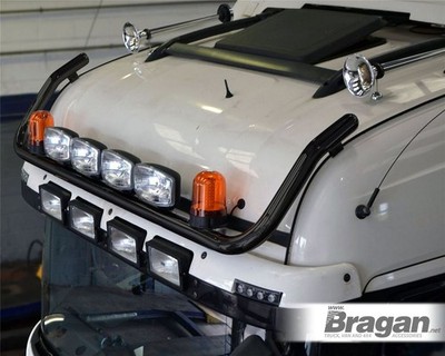 Dachträger + Jumbo Spots x4 + Bernstein Leuchtfeuer x2 passend für American Kenworth T680 76'' SCHWARZ