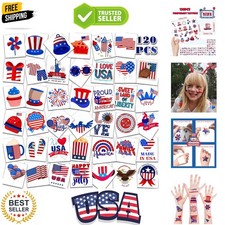 4th of July Outfits for Women - 4th of July Temporary Tattoos, 120 PCS Flag ...