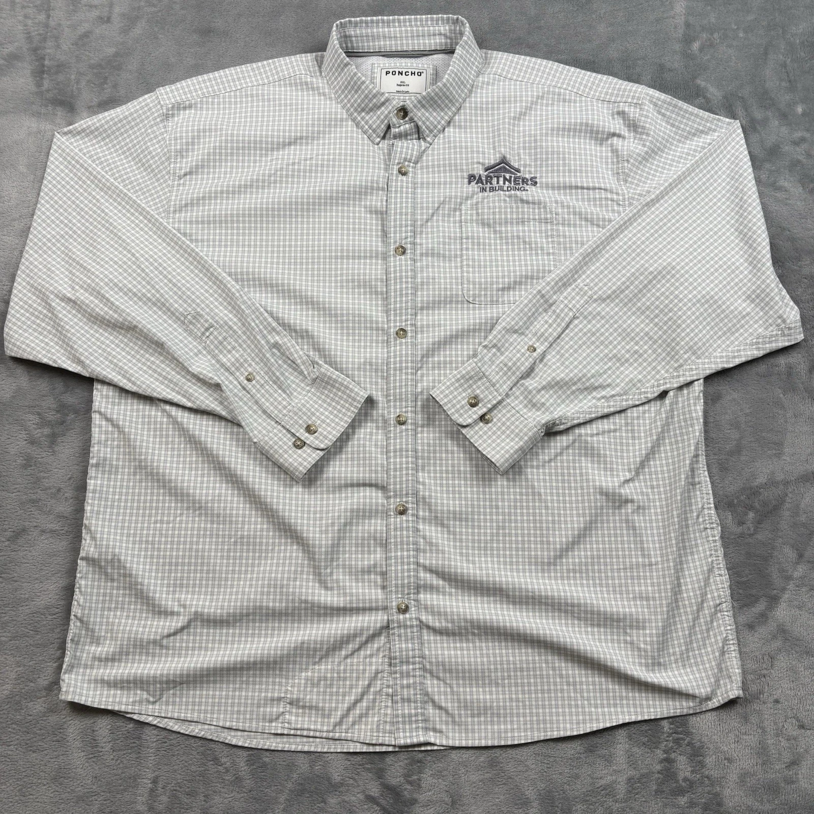 Poncho Perdido Shirt Mens 2XL Regular Fit Blue Gray Plaid Ultra Lite UPF 50