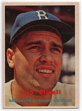 Topps 1957 Gino Cimoli #319 Brooklyn Dodgers Rookie Scarce Series Base Card. rookie card picture