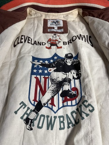 Vintage 90's Mirage Cleveland Browns 1964 Throwback NFL Varsity Jacket XL Rare - Picture 10 of 16