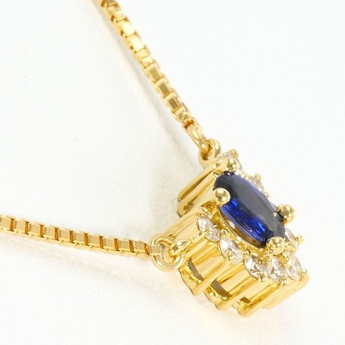 18K Gelbgold Collier Saphir 0,30 Diamant ca.3,9g kostenloser Versand gebraucht - Bild 2 von 5