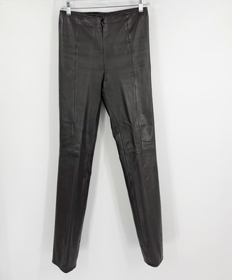 Vintage Cache Brown Leather Pants Size 4 90's Y2K Straight