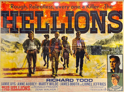 Hellions, Richard Todd, handsigniertes Original Filmplakat 110 x 85 cm & COA