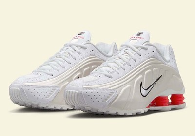 Women's Nike Shox R4 White Phantom Sail Picante Red AR3565-103 sz