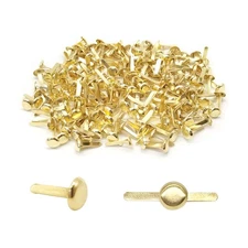 200pcs Gold Split Pins Round Scrapbooking Brads Split Pins Paper Fasteners Br...