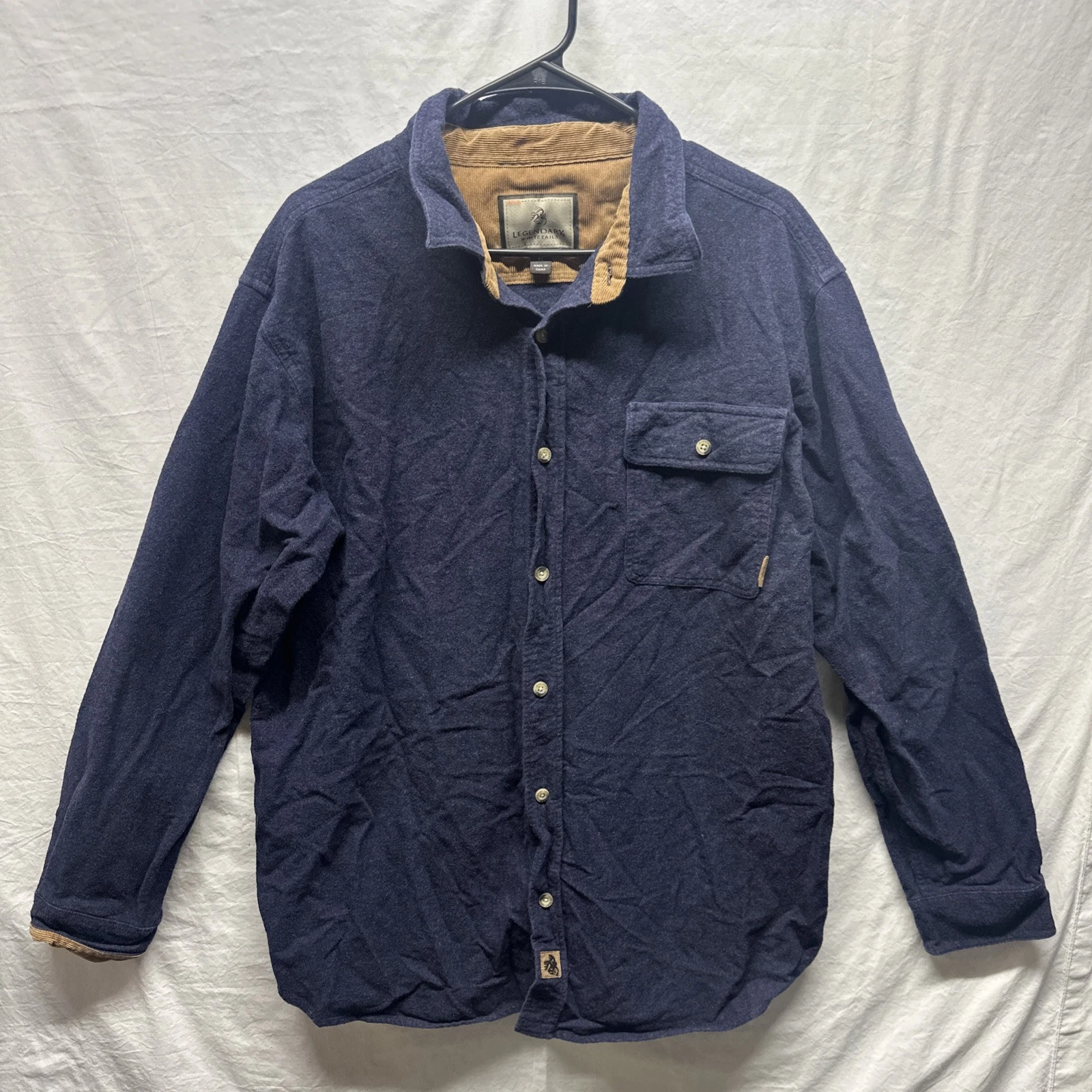 Legendary Whitetails Shirt Mens Size XL Blue Navy The Original Buck Camp Flannel