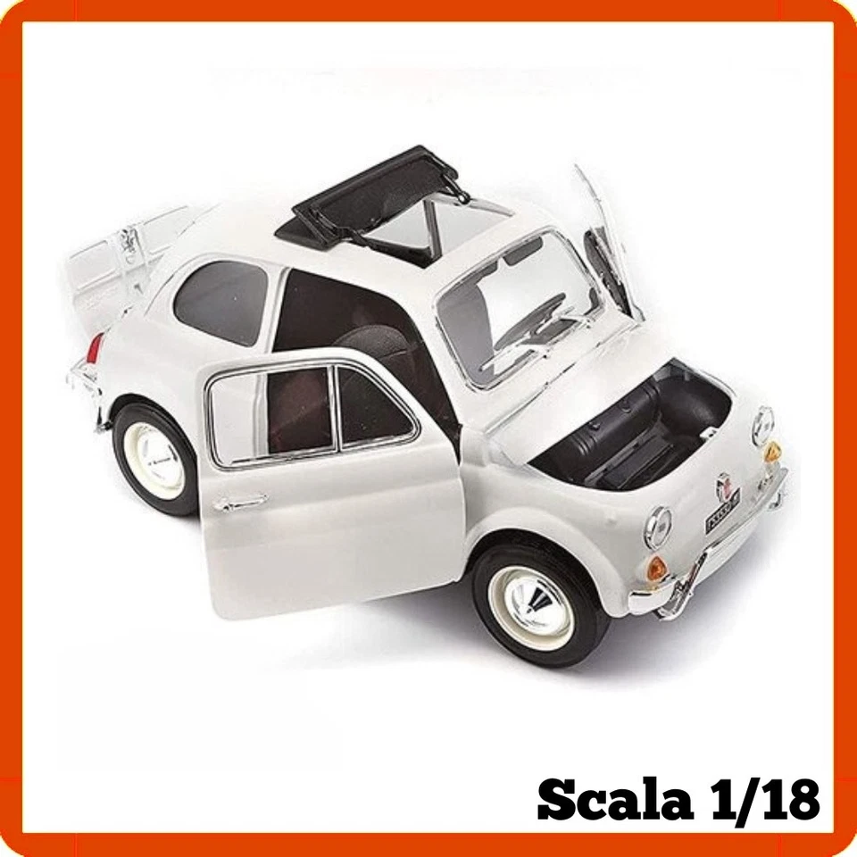 Modellino auto statico scala 1/18 diecast FIAT 500L 1968 bianco Bburago burago - Immagine 3 di 3