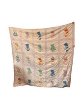 Vintage Sunbonnet Sue Quilt Blanket Hand Sewn Full 70" x 72" Purple Cottagecore