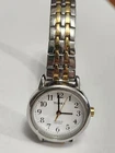 Vtg Timex Easy Reader Watch Gold Silver Tone Matte Indiglow SM Wrist