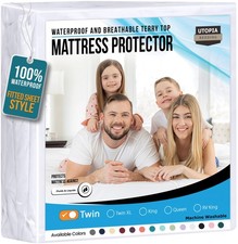 Waterproof Mattress Protector Twin Size, Premium 200 GSM Terry Mattress Cover...