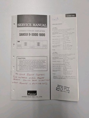 Sansui B-3000/1000 Stereo Power Amplifier Service Manual D-5188