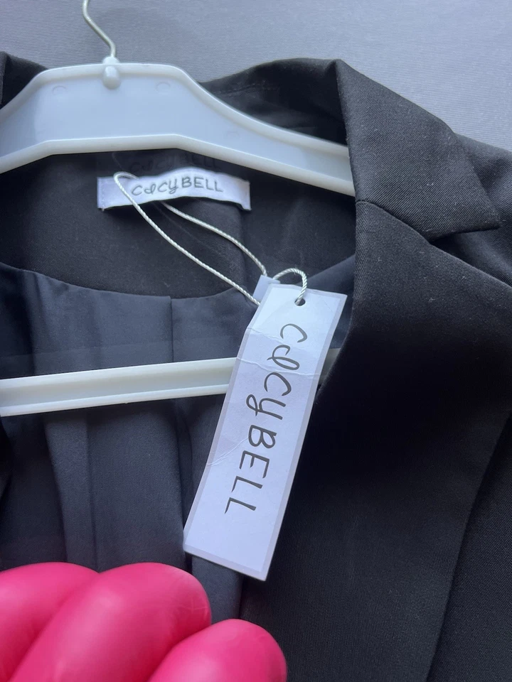 Women's Coat Blazer Medium Black Pockets Career Jacket Elegance Office Event - Image 3 of 4