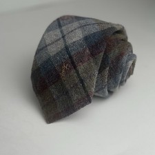 YSL Yves Saint Laurent Tie Men  s Gray Heather Mist Wool Blend Plaid VTG