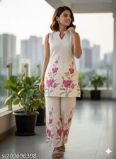 Readymad Cotton Kurta/kurti and Pant Set for Women's Party Festive Outfit Gift
