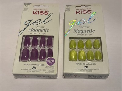 KISS Gel Fantasy Magnetic Nails - Velvety Effect - Medium & Short Lengths - 2pk