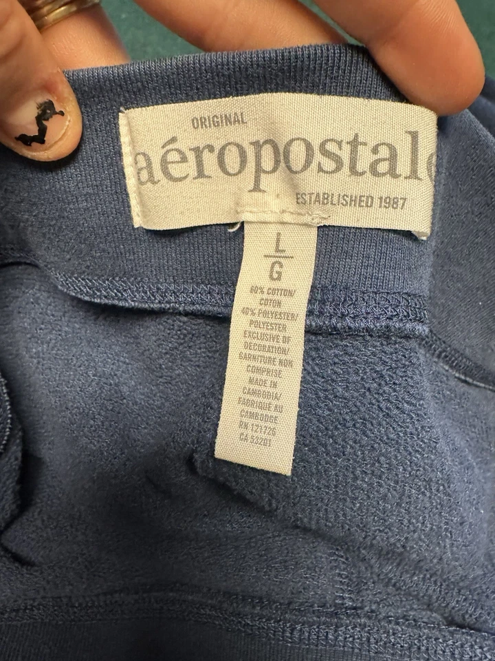 Calça de Moletom Feminina Y2K Anos 2000 Marinha Aeropostale Logotipo Perna Cintura Baixa Tamanho Grande - Imagem 4 de 4