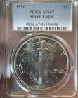 1990 American Silver Eagle PCGS MS67- Key Date. Brilliant Coin! 💎