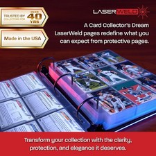 1000 BCW 9 Pockets Card Album Pages LaserWeld 3 Holes Top Load Long Term Storage