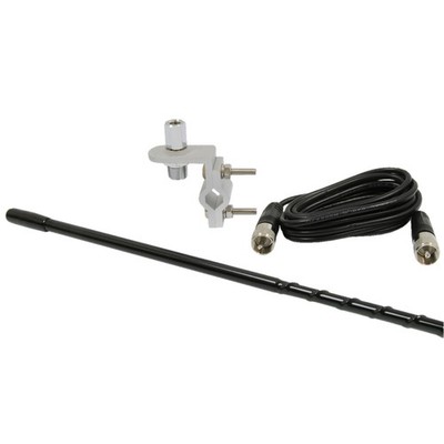 RoadPro RP-84B Black 4 Foot Single Mirror Mount CB Antenna Kit with 9 Foot Cable