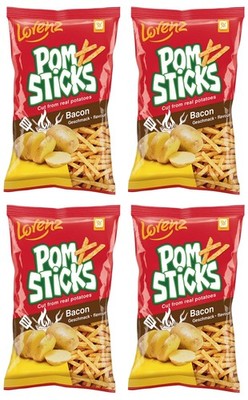 4 LORENZ POMSTICKS Bacon Flavor Potato Chips 85g 3oz