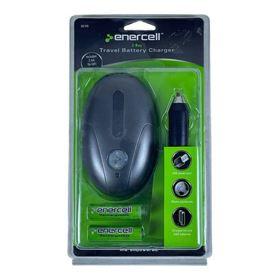 #ad RadioShack Enercell 23 775 2 Bay Travel Battery Charger AA AAA w USB Out Port $7.16