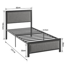 VECELO Single Double Size Bed Frame Metal Platform with Upholstered Headboard