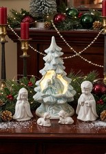 Vtg 1981 Holland Mold Ceramic Nativity Tree &...