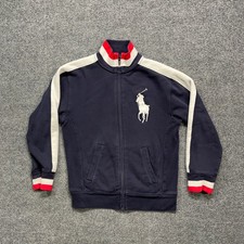 Polo Ralph Lauren Jacket Boys Small 8 Blue Full ZIp Track Big Pony USA 11