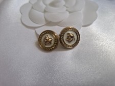 LOT OF 2 GOLD/WHITE VERSACE MEDUSA HEAD BUTTONS 15MM