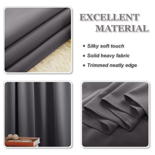 Grey Blackout Kitchen Curtains 36 inch Length(W42 x L36 in, Set of 2), Soft T... - Picture 5 of 8