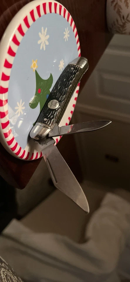 Cuchillo Jack Imperial Prov RI EE. UU. Vintage 2 Hojas Mangos Negros Plantilla Foto 3 de 4