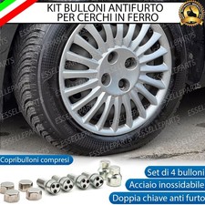 KIT 4 BULLONI ANTIFURTO CERCHI IN FERRO LANCIA LYBRA 2 CHIAVI SICUREZZA