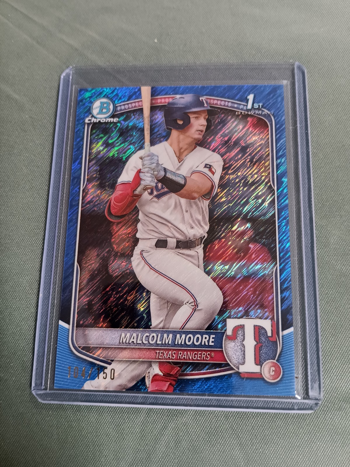 2025 Bowman #BCP-129 Malcolm Moore Chrome Blue Refractor 104/150 1st Bowman N/M.