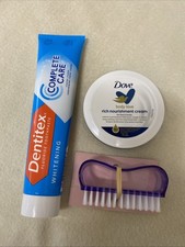 Set of 3 Whitening Toothpaste 125ml Dove Face&Body Cream Nail Brush Free Post UK 18.64 per litre