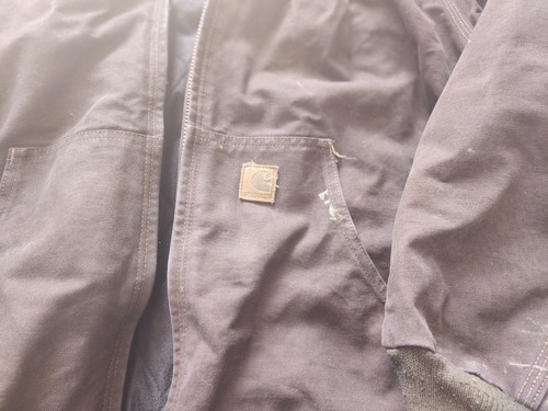 2009 Carhartt J130 Hooded Jacket Distressed Chocolate Brown 2XL Heavyweight  - Picture 8 of 8