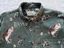 Red Head Shirt Flannel XL Fishing Print Reels Lures Button Up Short Slv