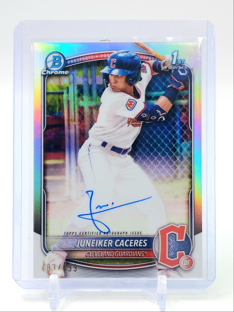 JUNEIKER CACERES 2025 BOWMAN CHROME 1ST REFRACTOR GUARDIANS AUTO /499 Q2491